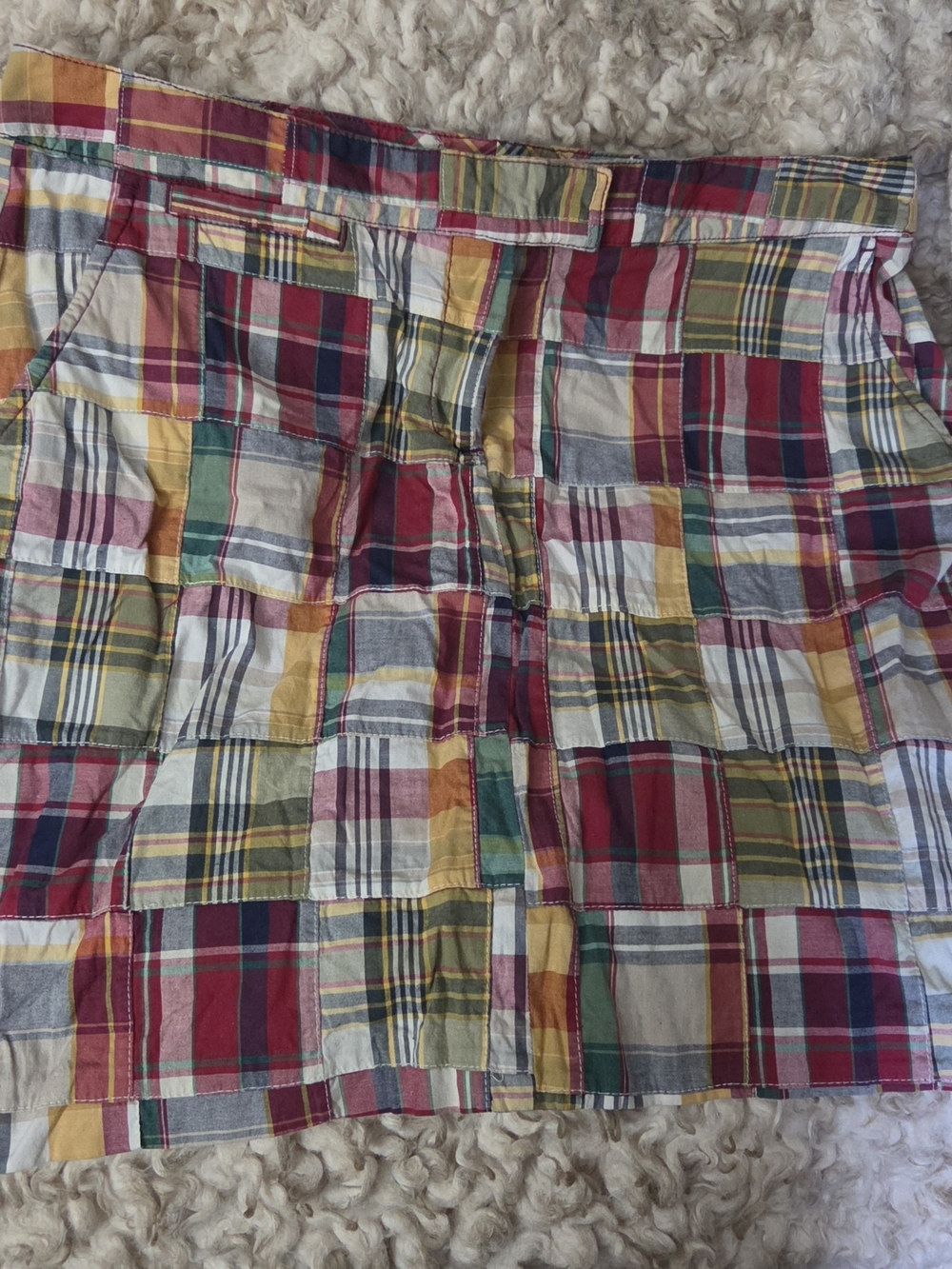 Women's Patchwork Plaid Cotton Skirt - Multicolor